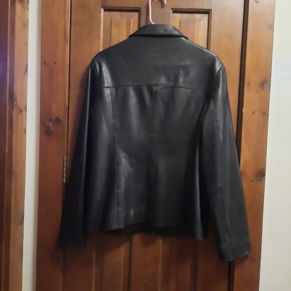 Black Lambskin Leather Jacket Authentic Leather Size Large Super Soft - Picture 2 of 2